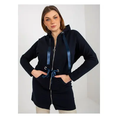 Tmavě modrá dlouhá mikina s kapucí EM-BL-HW-20-464.02P-dark blue