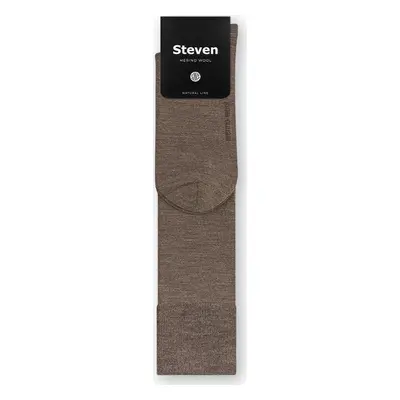 Hnědé pánské podkolenky z merino vlny Art.008 KC008, BROWN MELANGE - SEAMLESS