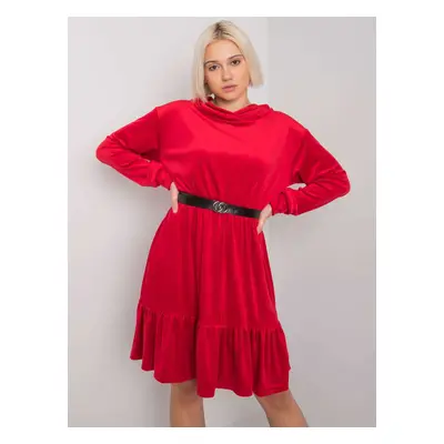 Červené velurové mini šaty s kapucí FA-SK-7563.11P-red