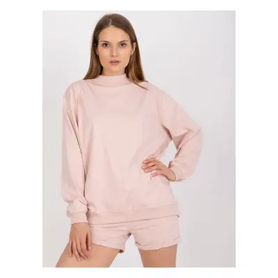 Světle růžová oversize mikina s rolákem -AP-BL-A-R001-light pink