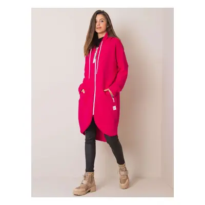 Růžová dámská dlouhá mikina na zip RV-BL-4742.20P-fuchsia