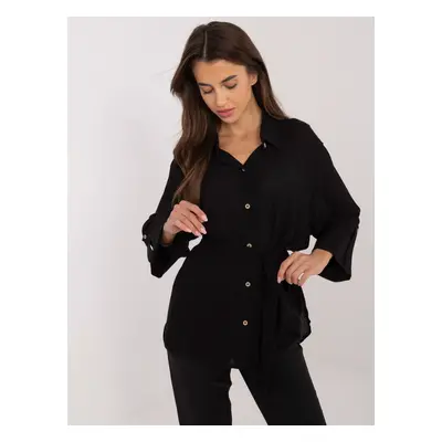 Černá oversize košile s límečkem LK-KS-509698.79-black