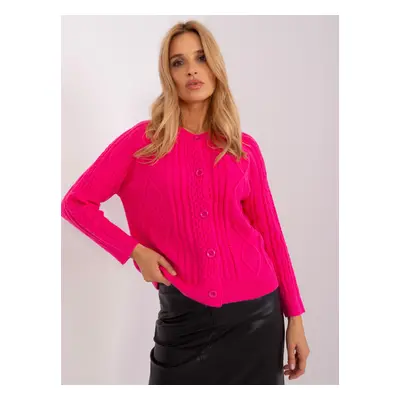 Tmavě růžový vzorovaný svetr na knoflíky AT-SW-2346-2.99P-dark pink