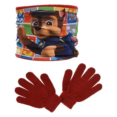 Červená chlapecká sada nákrčníku a rukavic Paw Patrol