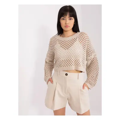 Béžový Háčkovaný crop svetr -BA-SW-9008.35P-light beige