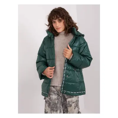 Tmavě zelená prošívaná lesklá bunda -NM-KR-TR522.96P-dark green