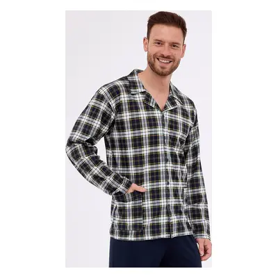 ČERNÉ KÁROVANÉ PÁNSKÉ PYŽAMO CORNETTE PLUS 114/73 DŁ/R 3XL-5XL