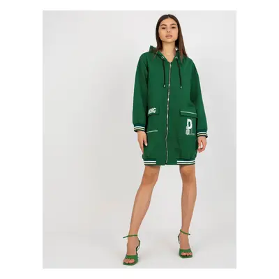 Tmavě zelená oversize mikina s kapsami RV-BL-8149.91P-dark green