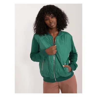 Tmavě zelená prošívaná bomber mikina RV-BL-8223.05-dark green