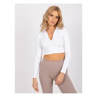 Bílý crop top Flores s límečkem RV-BZ-7563.02-white