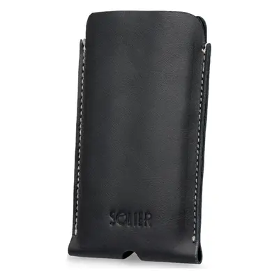 SOLIER ČERNÉ MATNÉ KOŽENÉ POUZDRO PRO IPHONE 12, 13, 14 (ETUI NA IPHONE 13/14 SA57 BLACK)