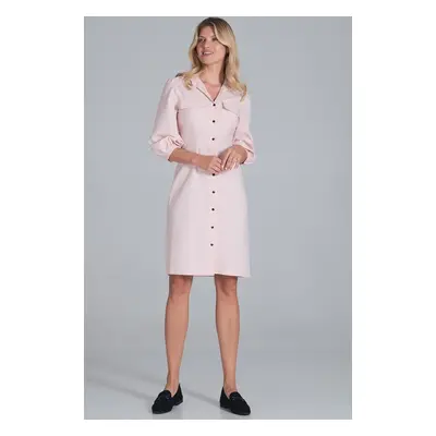 Světle růžové košilové midi šaty M849 Light Pink