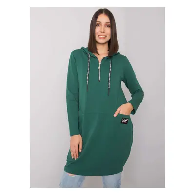 Zelená oversize tunika Kierra s kapucí a zipem RV-TU-7238.36-green