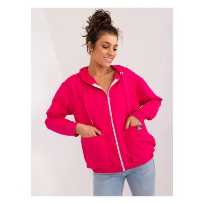 Tmavě růžová mikina na zip s kapucí -RV-BL-9136.06-fuchsia