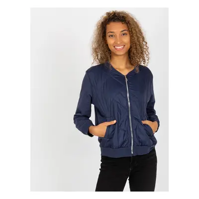 Tmavě modrá bomber mikina bez kapuce -RV-BL-8225.88-dark blue