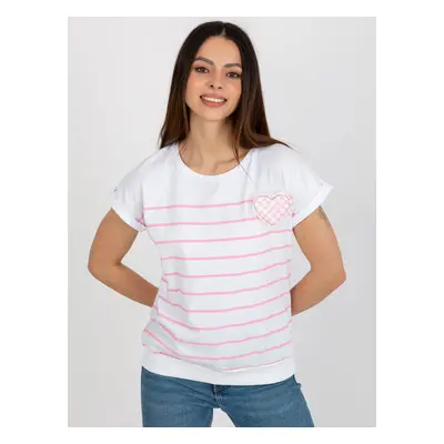 Bílo-růžové pruhované triko se srdíčkem RV-BZ-8733.29-white-pink