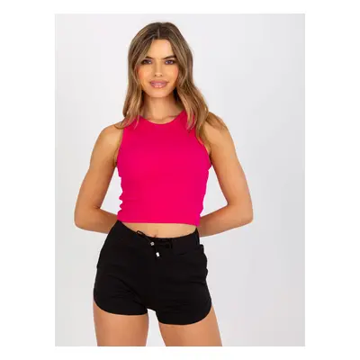 Fuchsiový žebrovaný crop top AP-TP-109.17-fuchsia