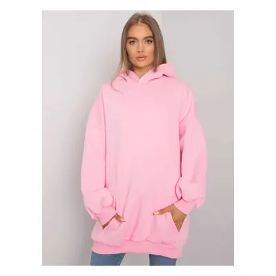 Světle růžová dámská dlouhá mikina s kapsou RV-BL-6990.25X-pink