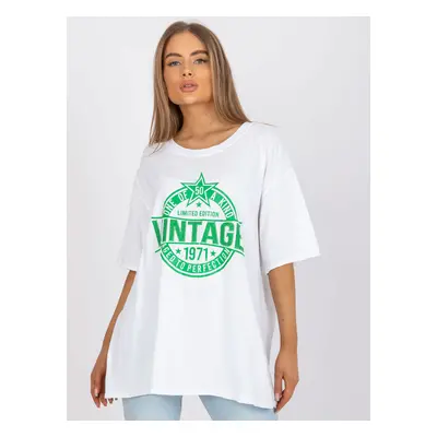 Bílé dámské oversize tričko s zeleným potiskem DHJ-TS-6862.24X-white-green