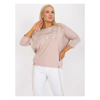 Světle béžová halenka s potiskem -RV-BZ-7500.28X-light beige