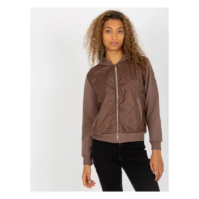 Hnědá prošívaná bomber mikina -RV-BL-8226.11X-brown