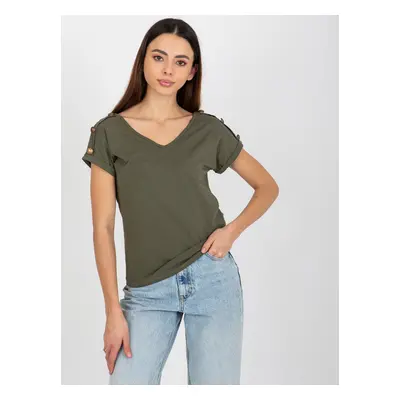 TMAVĚ KHAKI DÁMSKÉ TRIČKO VÝSTŘIHEM TW-BZ-BL-1006.56-DARK KHAKI