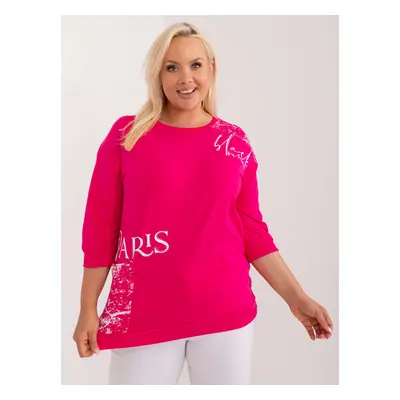 Tmavě růžová mikina s potiskem PARIS RV-BZ-9484.97-dark pink