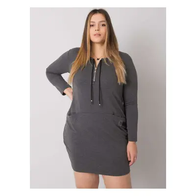 Tmavě šedé přiléhavé mikinové šaty se zipem RV-SK-7241.43-dark gray