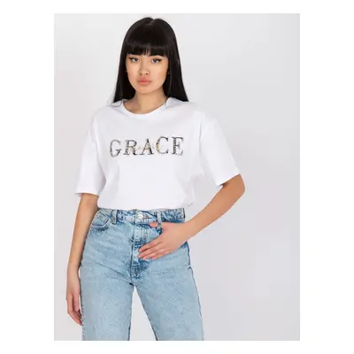 BÍLÉ DÁMSKÉ TRIČKO S NÁPISEM GRACE HB-TS-3084.52-WHITE