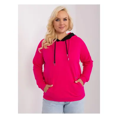 Tmavě růžová mikina s kapucí RV-BL-9087.77P-dark pink