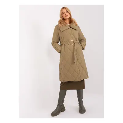 Khaki zimní bunda s páskem -NM-KR-TR8312.96P-khaki