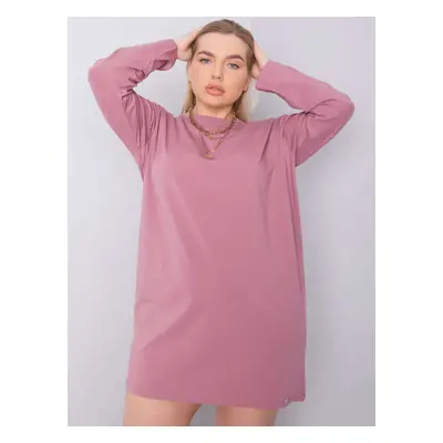 Růžové basic šaty s dlouhým rukávem RV-SK-6321.93-pink