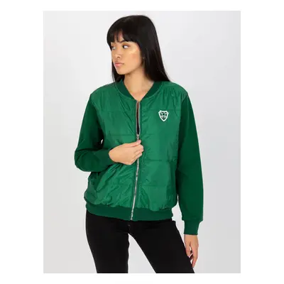 Tmavě zelená prošívaná bomber mikina -RV-BL-8229.69P-dark green