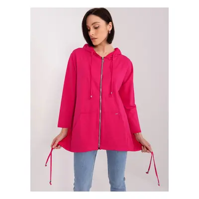 Tmavě růžová delší mikina na zip s kapucí RV-BL-9022.72P-dark pink