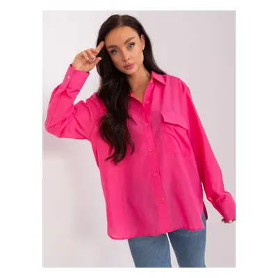 Tmavě růžová lněná košile LK-KS-509397.26P-dark pink