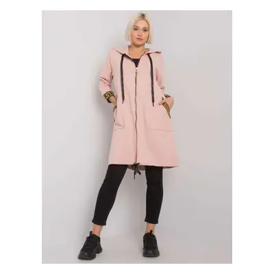 Světle růžová dámská delší mikina na zip RV-BL-6792.02P-light pink