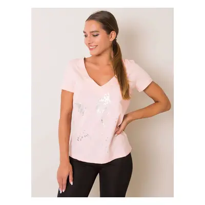 Světle růžové dámské tričko s mašlí 131-TS-PRT3232.05P-pink