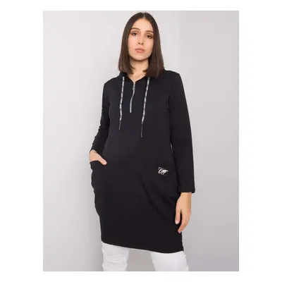 Černá oversize tunika Kierra s kapucí a zipem RV-TU-7238.36-black