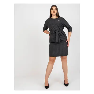 Tmavě šedé šaty s páskem -LK-SK-507724.10-dark grey