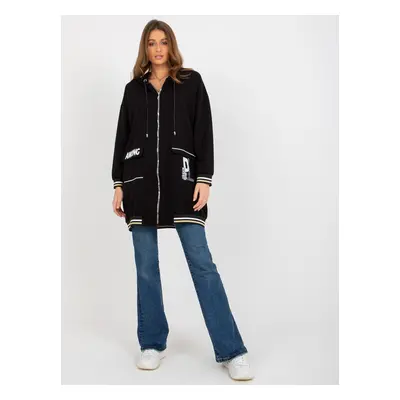 Černá oversize mikina s kapsami RV-BL-8149.91P-black