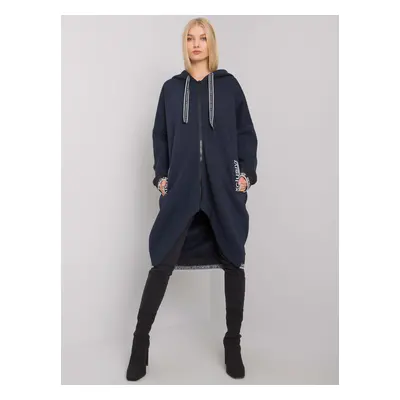 Tmavě modrá dámská dlouhá mikina na zip RV-BL-6832.10-dark blue