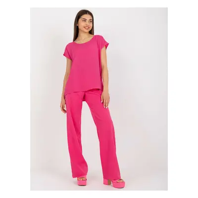 Tmavě růžové volné tričko -D73761R10978O-dark pink