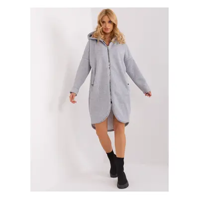 Světle šedá dlouhá mikina na zip -RV-BL-4858-2.97P-grey