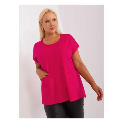 Fuchsiové triko s kapsami a rozparky RV-BZ-8845.19P-fuchsia