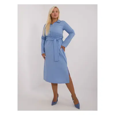 Světle modré bavlněné plus size šaty LK-SK-509675.88-blue