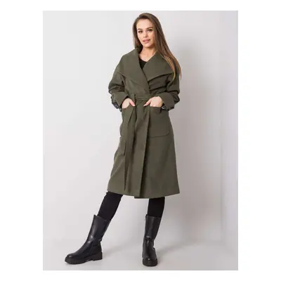 KHAKI DÁMSKÝ KABÁT S PRUHEM NA RUKÁVECH -LK-PL-508316.95P-KHAKI [ZUL]