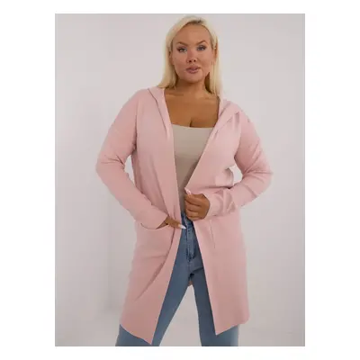 Světle růžový dámský dlouhý svetr s kapucí PM-SW-PM728.02-light pink