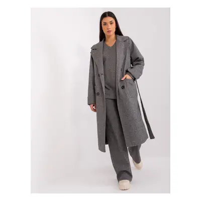 Tmavě šedý dlouhý kabát -LK-PL-509407-1.99P-dark grey