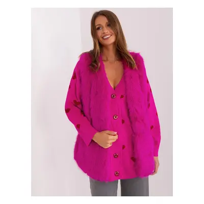 Tmavě růžová chlupatá kožíšková vesta AT-KZ-2368.00P-fuchsia