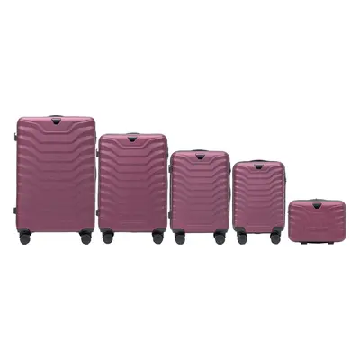 Fialová 5dílná PEAFOWL PEA01, Set of 5 suitcases (L,M,S,XS,BC) Wings, Burgundy